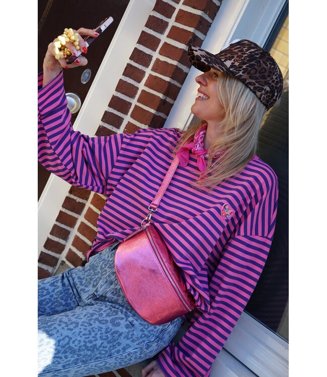 STREEP TOP LOVE PEACE PAARS ROZE