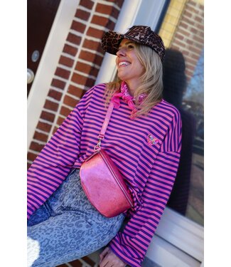 STREEP TOP LOVE PEACE PAARS ROZE