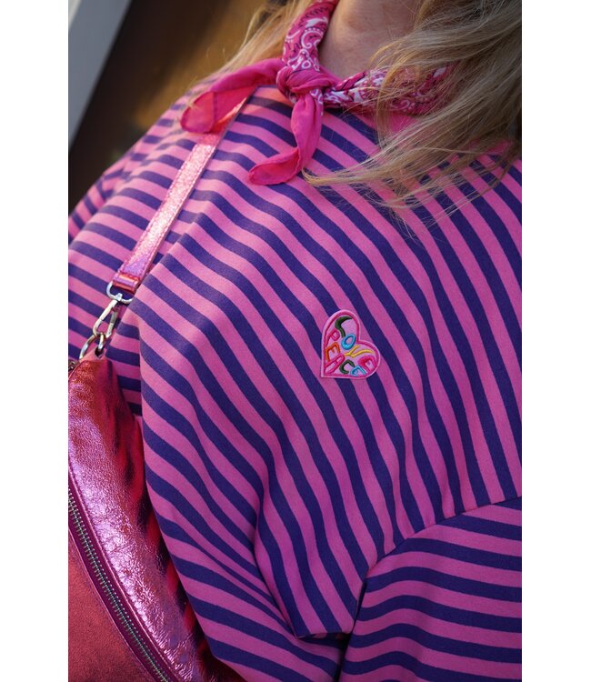 STREEP TOP LOVE PEACE PAARS ROZE