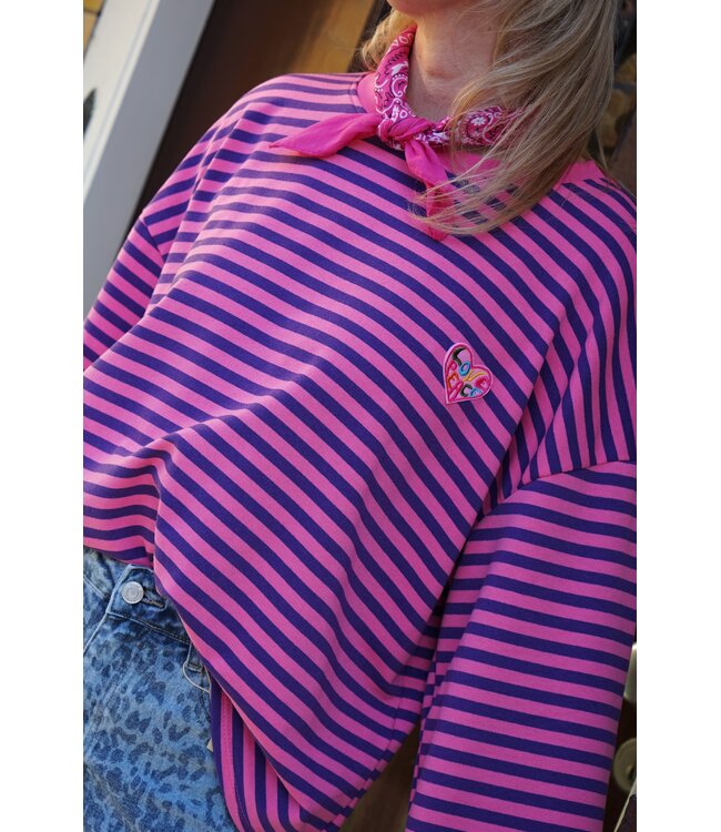 STREEP TOP LOVE PEACE PAARS ROZE