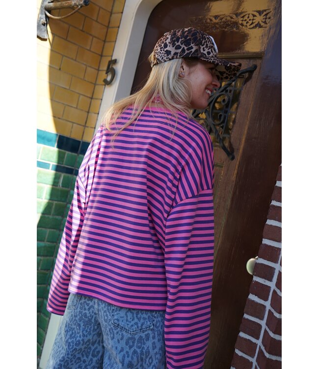 STREEP TOP LOVE PEACE PAARS ROZE