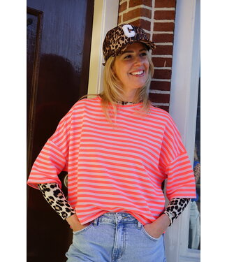 STREEP TOP EVI ORANJE ECRU