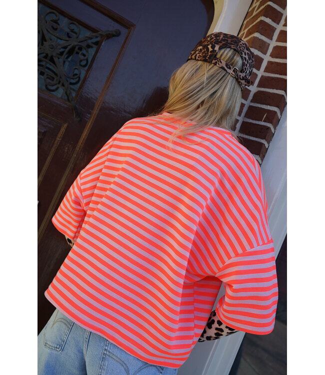 STREEP TOP EVI ORANJE ECRU