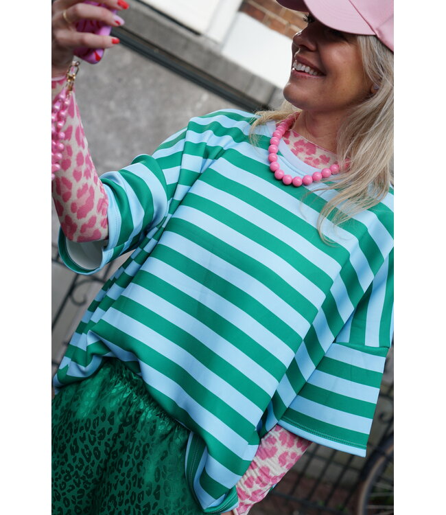 STREEP TOP LOU BLAUW GROEN