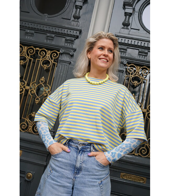 STREEP TOP EVI GEEL BLAUW