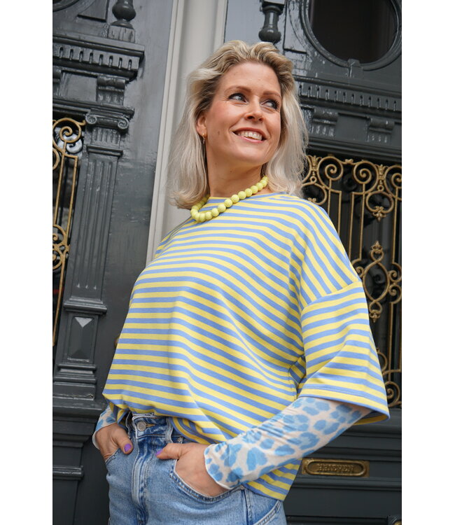 STREEP TOP EVI GEEL BLAUW