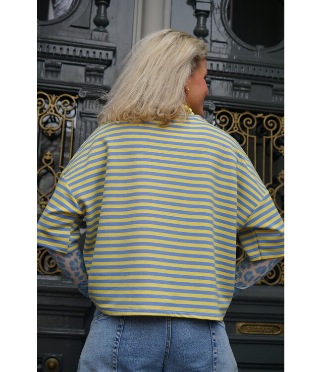 STREEP TOP EVI GEEL BLAUW