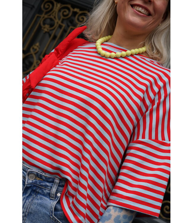 STREEP TOP EVI BLAUW ROOD