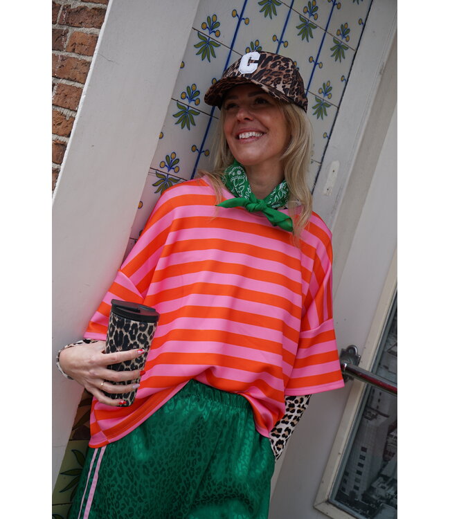STREEP TOP LOU ORANJE ROZE
