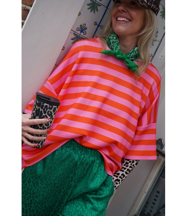 STREEP TOP LOU ORANJE ROZE