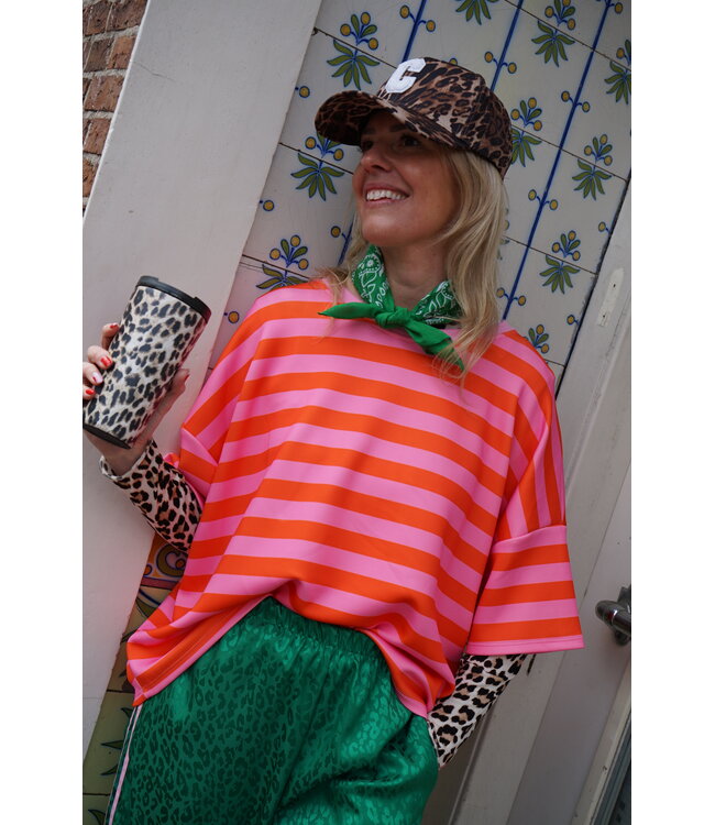 STREEP TOP LOU ORANJE ROZE