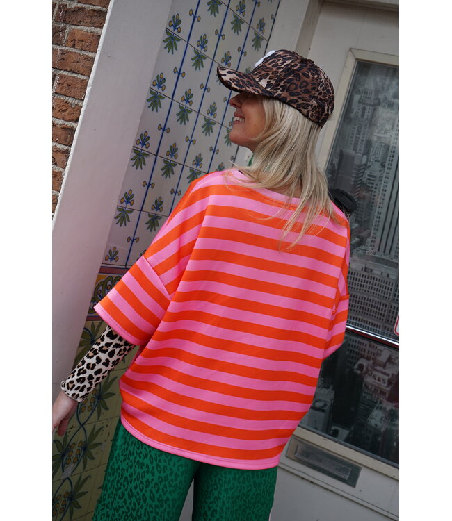 STREEP TOP LOU ORANJE ROZE