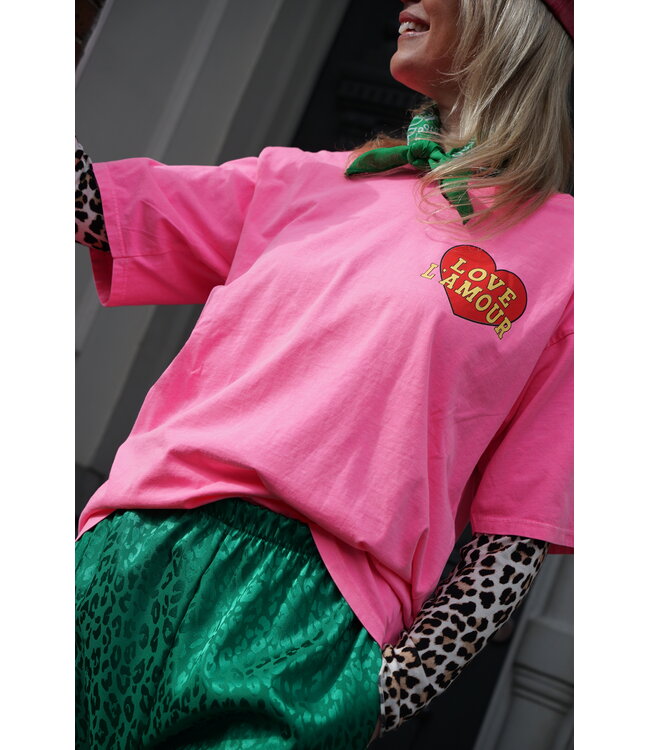 T-SHIRT LOVE L'AMOUR ROZE