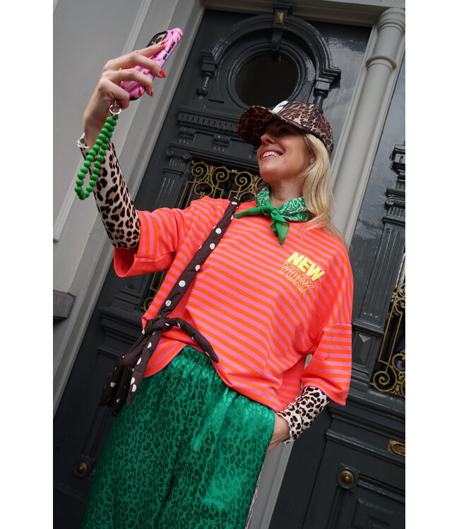 STREEP TOP NEW YORK ORANJE ROZE