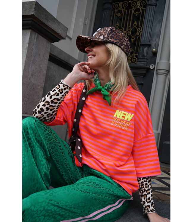 STREEP TOP NEW YORK ORANJE ROZE