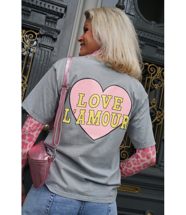 T-SHIRT LOVE L'AMOUR GRIJS