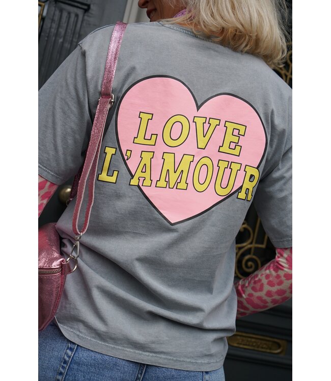 T-SHIRT LOVE L'AMOUR GRIJS