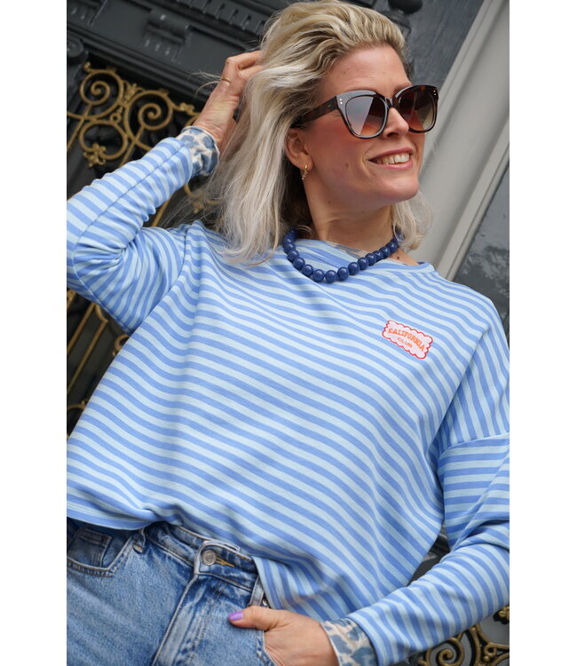 STREEP TOP CALIFORNIA BLAUW