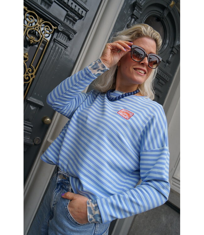 STREEP TOP CALIFORNIA BLAUW