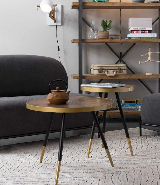 Livingstone Side table wood and gold