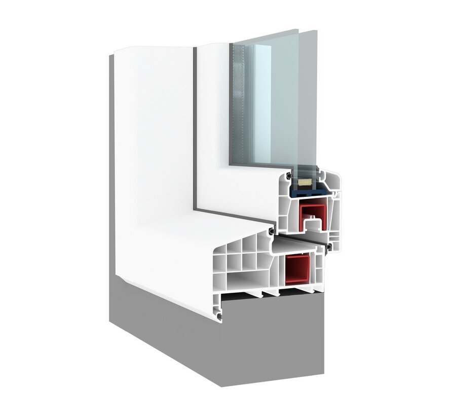 Draai kiep raam 90x105 Intrek (Verdiept) - Antraciet