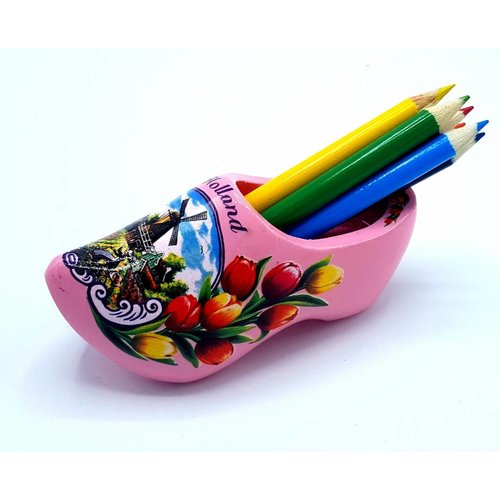 Pencil clog with 6 pencils pink