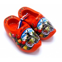 Souvenir klompenpaartje 8cm oranje