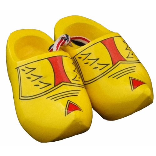 Souvenir woodenshoes 12cm farmer yellow