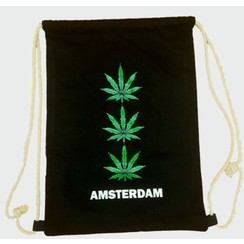 Rugtas katoen 3x weed zwart