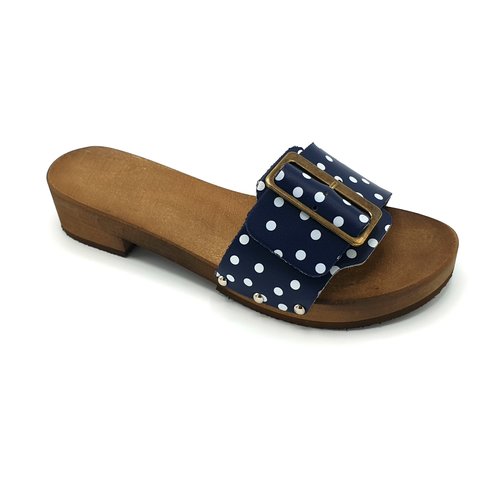 DINA Sandalen brede gesp blauw met dots