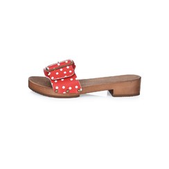 Sandalen brede gesp rood met dots