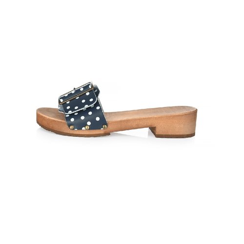 DINA Sandalen brede gesp blauw met dots