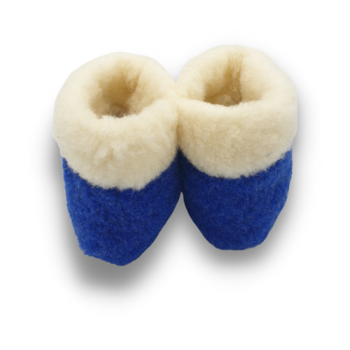 slippers wool 100% natural blue/white high