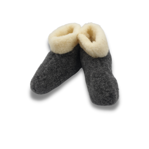 DINA slippers wool 100% natural BLACK with collar
