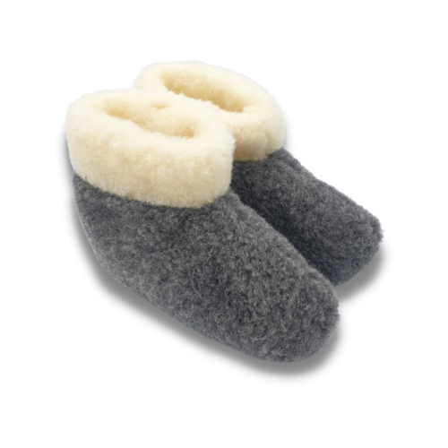 DINA slippers wool 100% natural BLACK with collar
