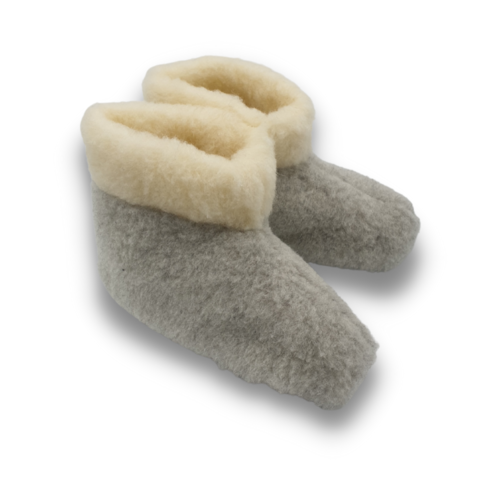 DINA slippers wool 100% natural GREY with collar