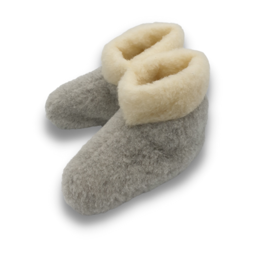 DINA slippers wool 100% natural GREY with collar