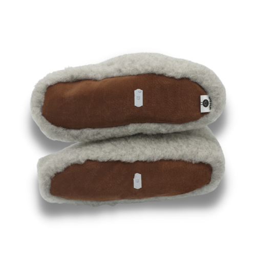 DINA slippers wool 100% natural GREY with collar