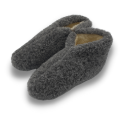 slippers wool 100% natural BLACK - low model