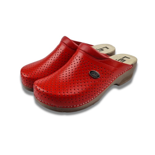 Ledi by Dina Medical clogs with PU sole - Red with ventilation holes