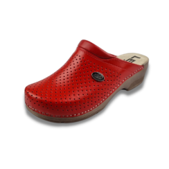 Medical clogs with PU sole - Red with ventilation holes