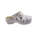 Ledi by Dina Medical clogs with PU sole - white with flowers