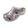 Ledi by Dina Medical clogs with PU sole - Silver with flowers
