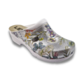 Ledi by Dina Medical clogs with PU sole - Silver with flowers