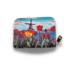 Cardholder Windmill with red tulips