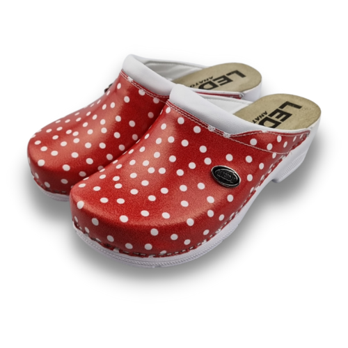 Ledi by Dina Medical clogs with PU sole - Red dots