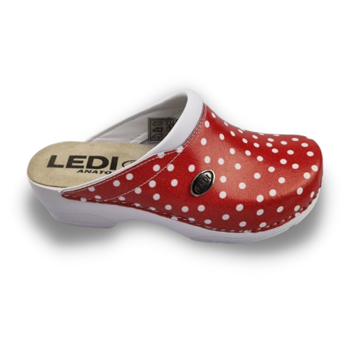 Ledi by Dina Medical clogs with PU sole - Red dots