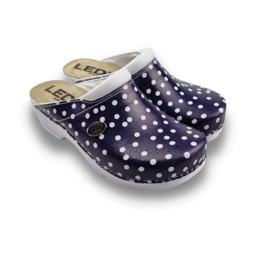 Ledi by Dina Medical clogs with PU sole - Blue dots