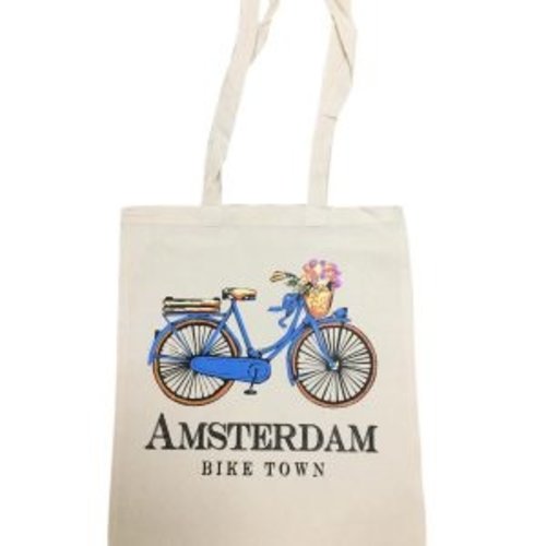 Canvas tas Bike Amsterdam Blauw