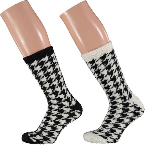 House socks 2 pair onesize lady chenille black/white